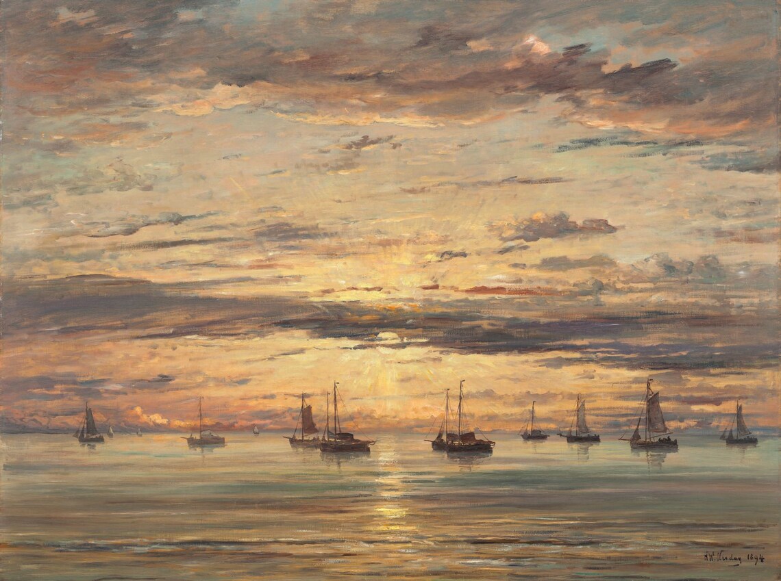 Antique Seascape Vintage Ocean Painting Art Print - Image 4