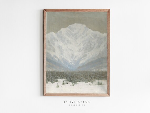 Snowy Trees Vintage Winter Landscape Art Print