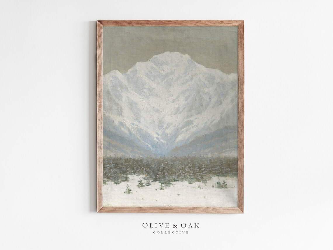 Snowy Trees Vintage Winter Landscape Art Print