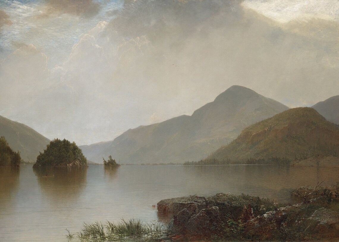 Vintage Lake Painting, Rustic Decor Art Print - Image 4