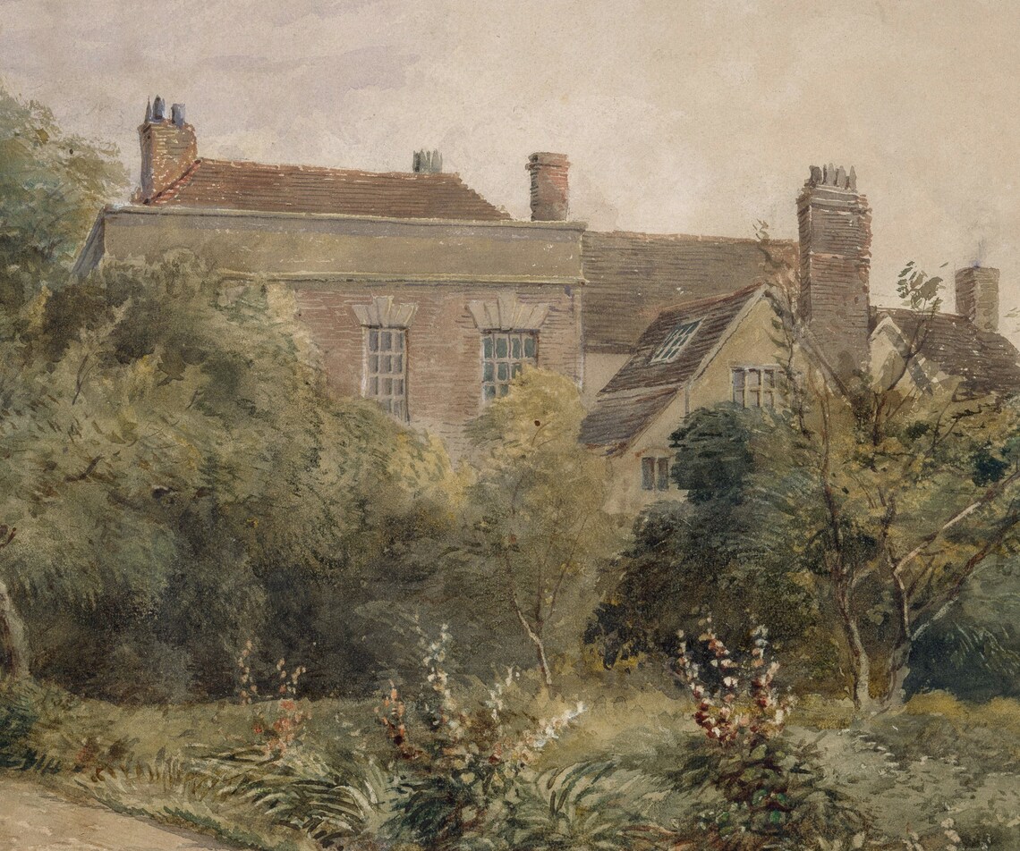 English Cottage Painting, Country Landscape Art Print - Image 2