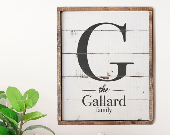 Custom Initial Family Name Sign Family Living Room Wall Signs Faux Wood Panel Farmhouse Sign Multiple Sizes Product Options