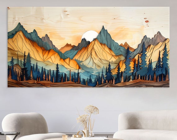 Wall Art Mountain Wall Art Living Room Decor Abstract Mountain Wall Art Texture Print Extra Large Wall Art