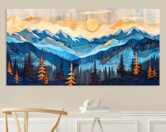 Wall Art Mountain Wall Art Living Room Decor Abstract Mountain Wall Art Texture Print Extra Large Wall Art