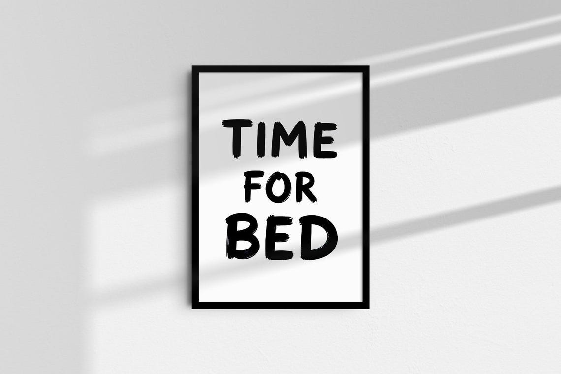 Time for Bed Bold Brush Lettering Minimal Black and White Poster - Image 4