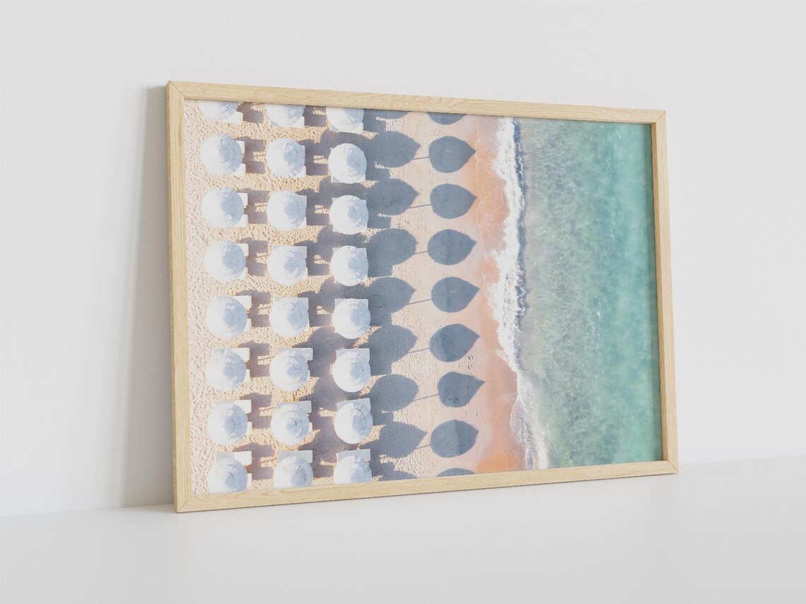 Minimalist Beach Poster, Coastal Ocean Aerial