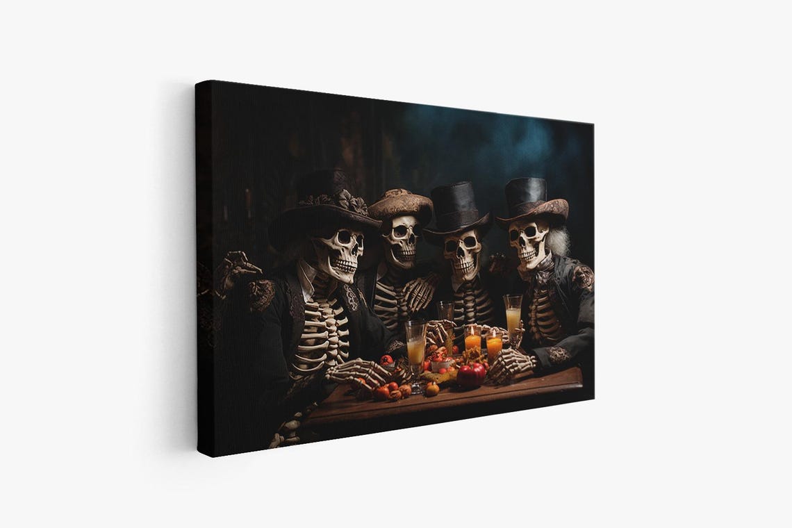 Wild West Skeletons In Cowboy Hats Drinking Whiskey Western Art Poster - Image 3
