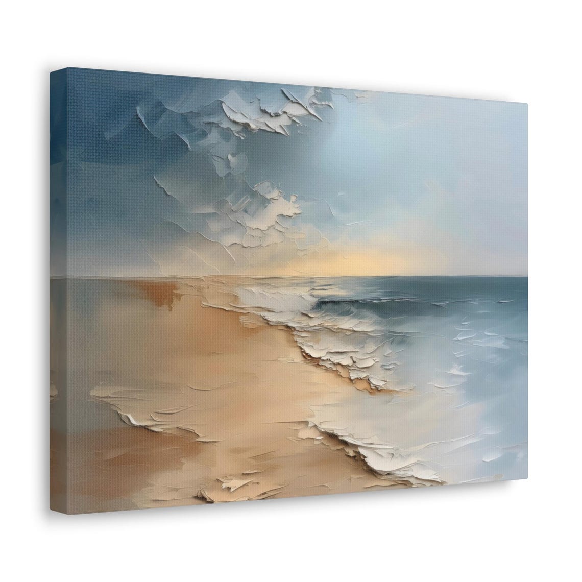 Calm Beach Waves Textured Shoreline Soft Blue Serene Ocean Print - Image 2