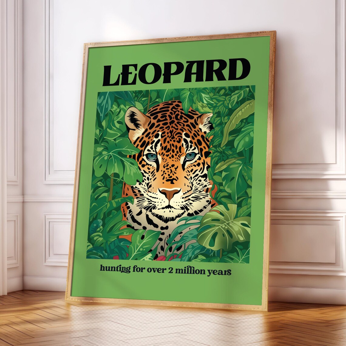 Leopard Poster Print, Boho Wildlife Wall Art