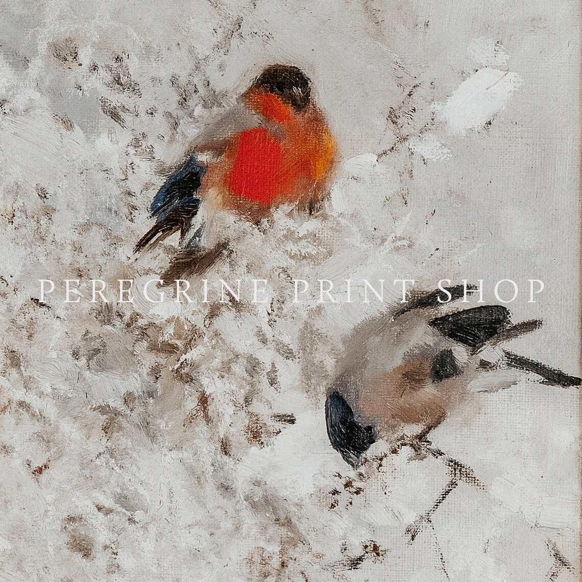 Winter Bullfinch Birds Snowy Branches Vintage Wildlife Art Poster - Image 2