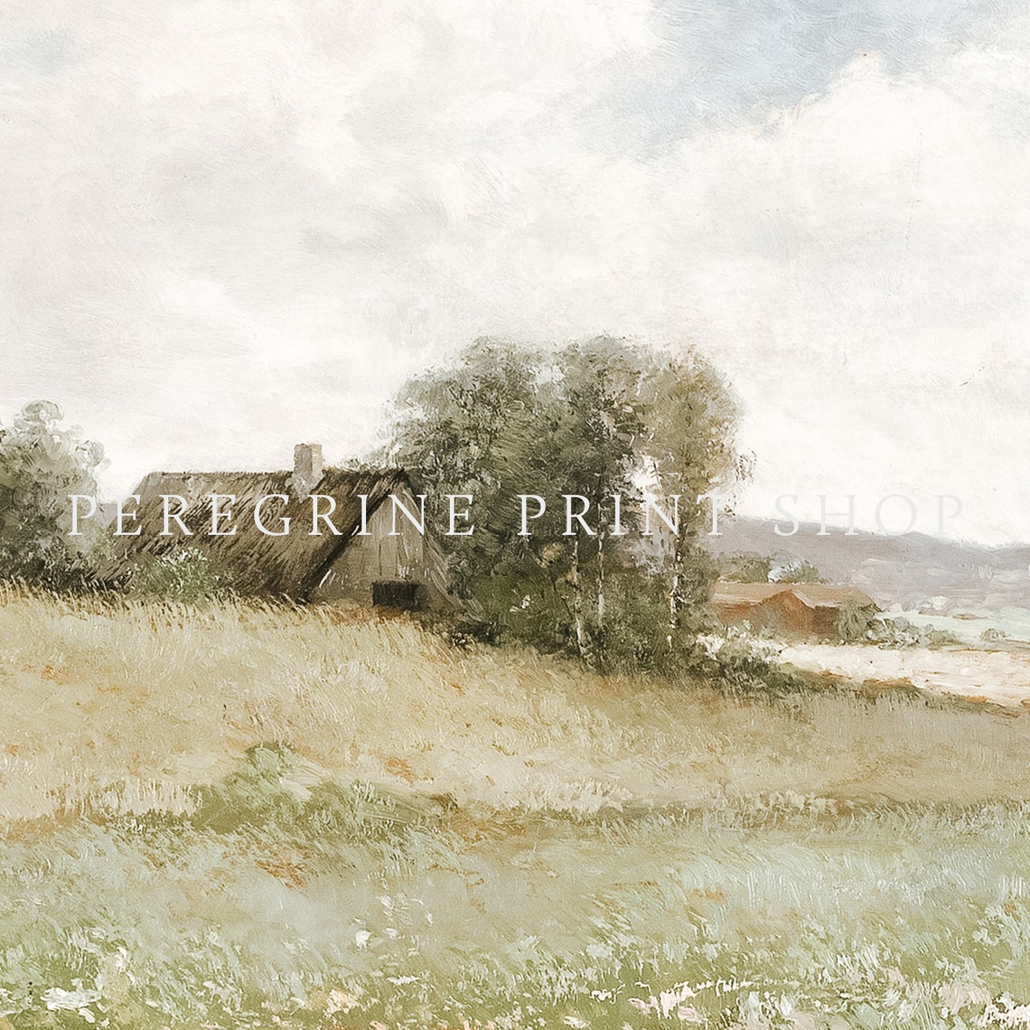 Spring Cottage French Country Wall Art Countryside Landscape Oil Painting Vintage Landscape Painting L275 - Image 2
