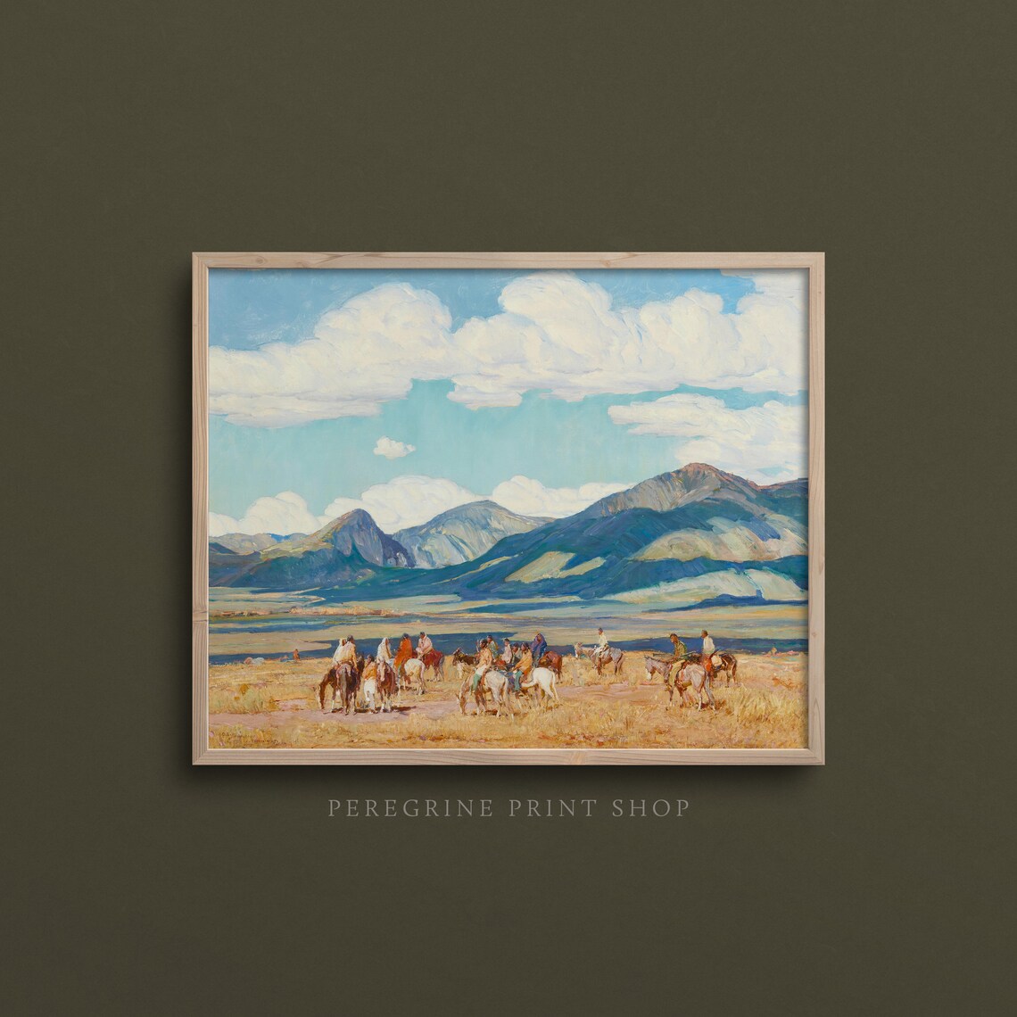 Western Riders Horseback Mountain Plain Vintage Western Painting Art Poster - Image 3