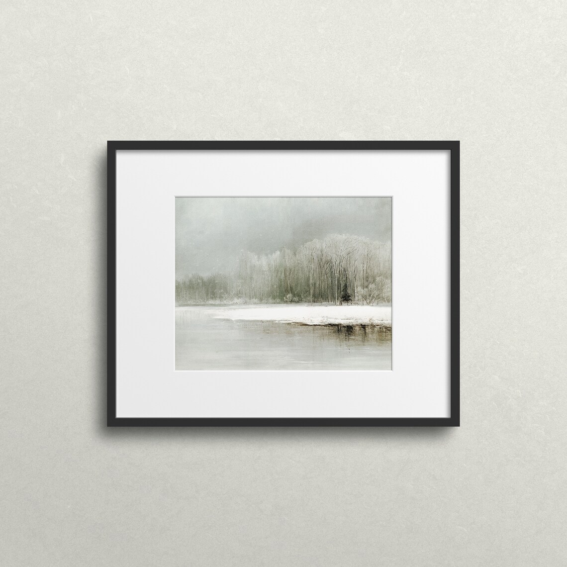 Winter Waterside Vintage Landscape Scene Art Print - Image 3