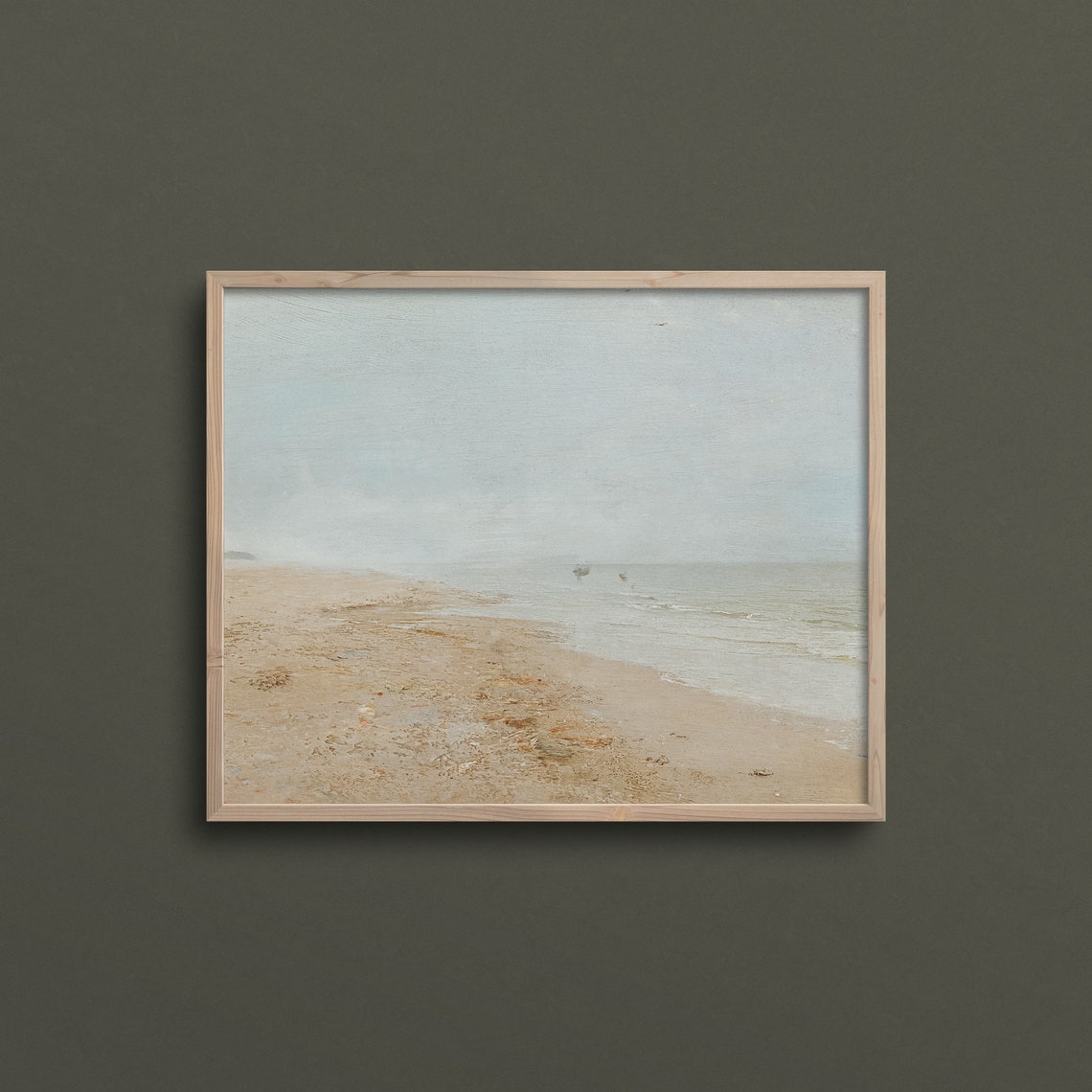 Misty Minimalist Beach Painting Soft Neutral Coastal Wall Art Poster - Image 2