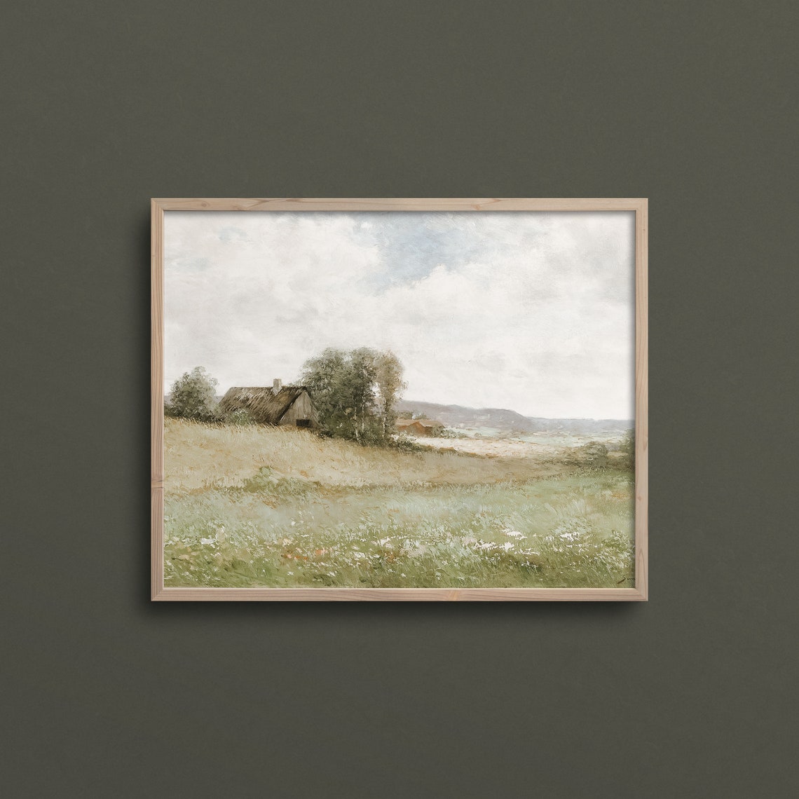 Spring Cottage French Country Wall Art Countryside Landscape Oil Painting Vintage Landscape Painting L275 - Image 3