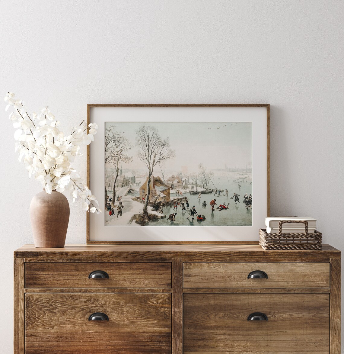 Countryside Ice Skating Vintage Winter Landscape Art Print - Image 3