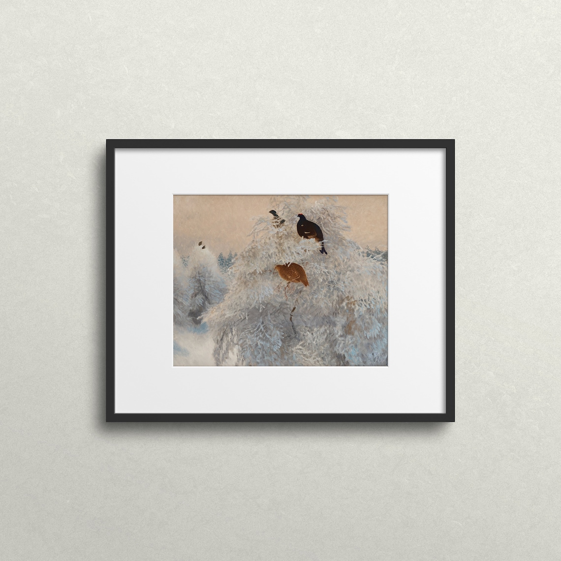 Winter Birds in Frosted Trees Snowy Plumage Vintage Art Print - Image 2