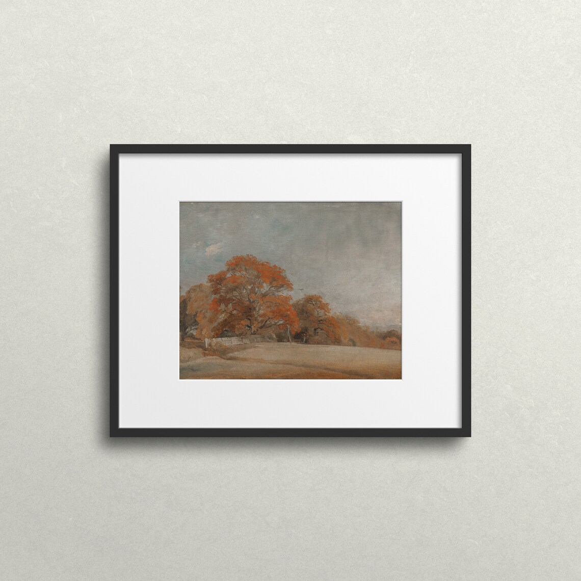 Vintage Autumn Tree Landscape Oil Painting Art Print - Image 2