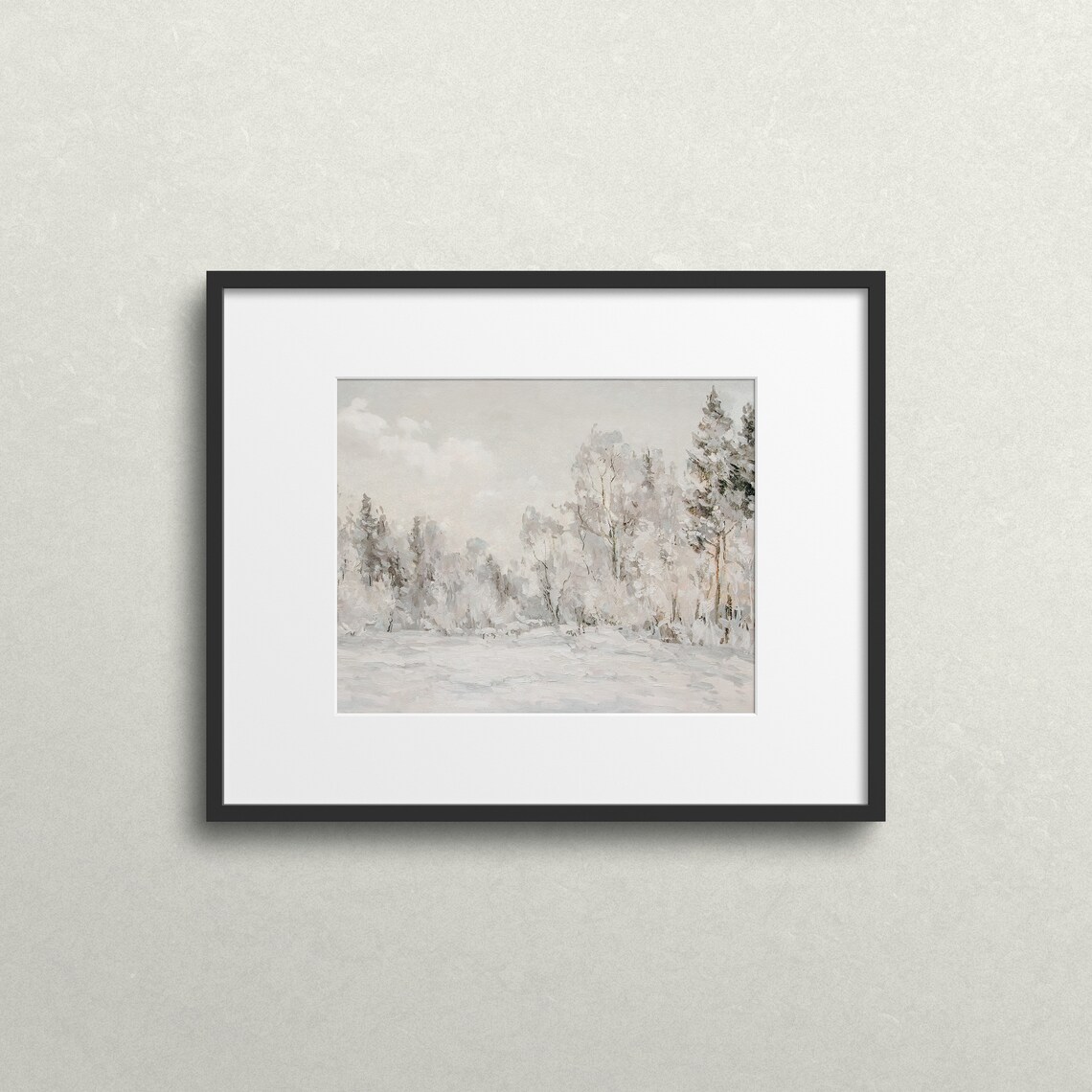 White Winter Trees Vintage Winter Landscape Art Print - Image 2