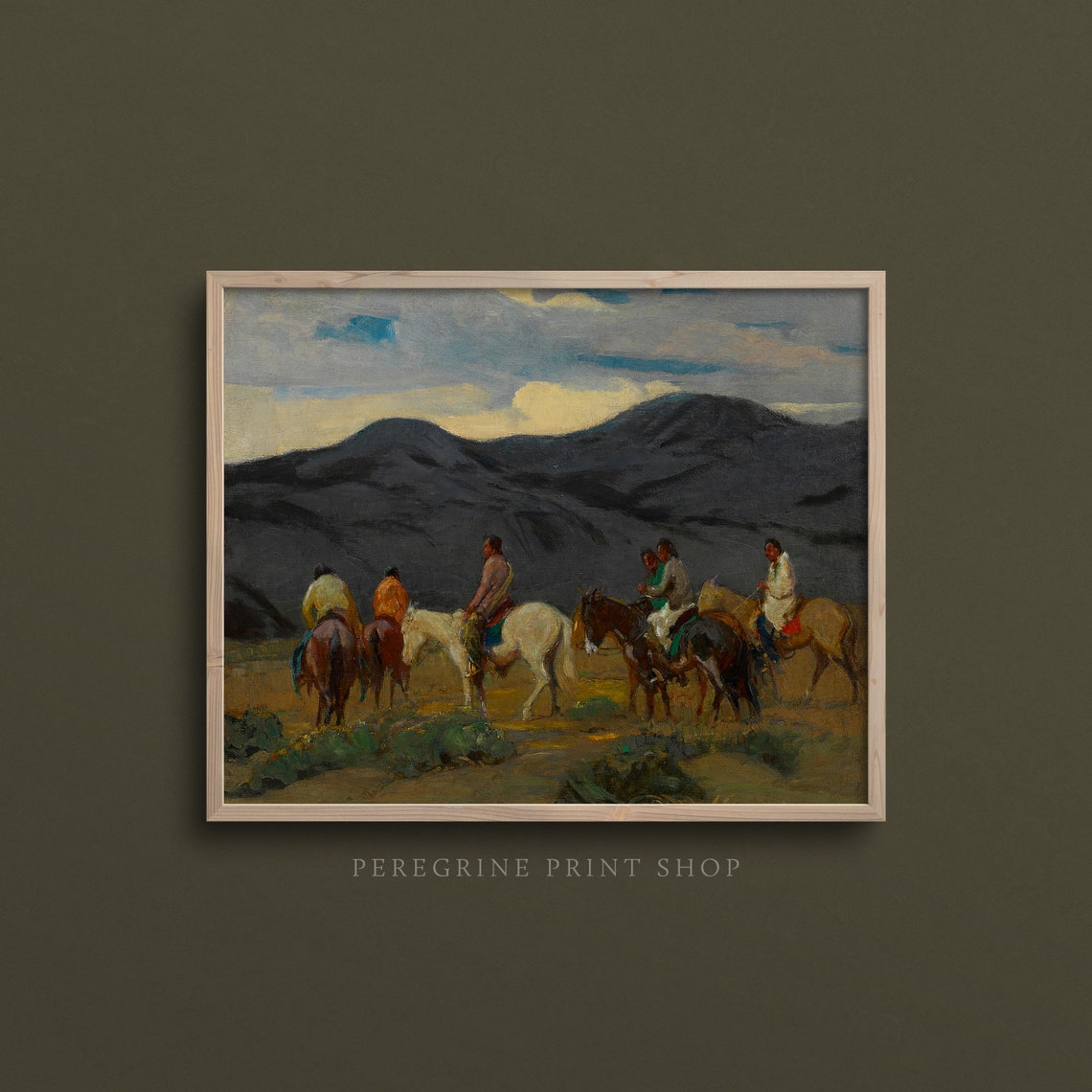 Group Of Taos Indians Fine Art Print Western Art Print Desert Wall Art Vintage Desert Painting Desert Landscape Painting A105 - Image 3