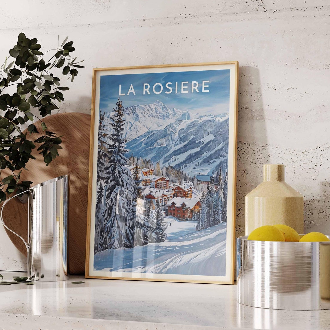 Skiing Travel Poster La Rosire Ski Print France Travel Print Skiing Art Skiing Print Winter Sport Art Ski Gift