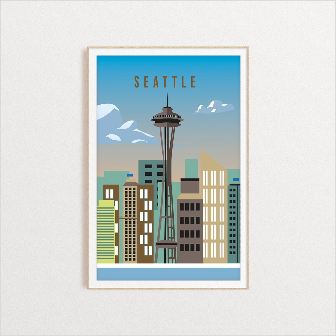Seattle Washington Travel Poster, City Illustration - Image 2