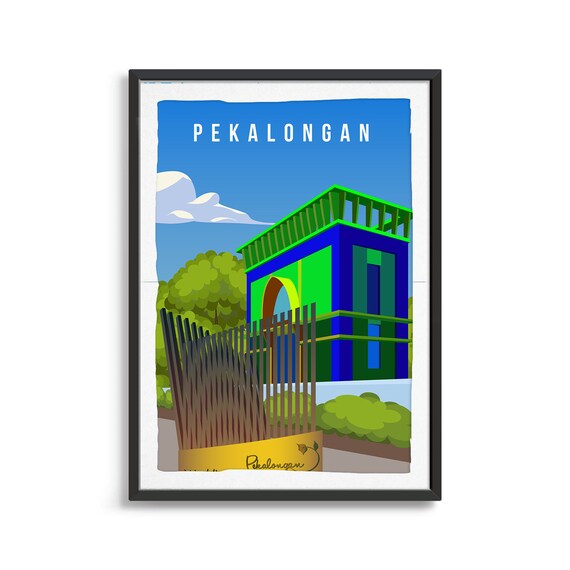 Pekalongan Colorful Landmark Building Indonesia Travel Art Poster