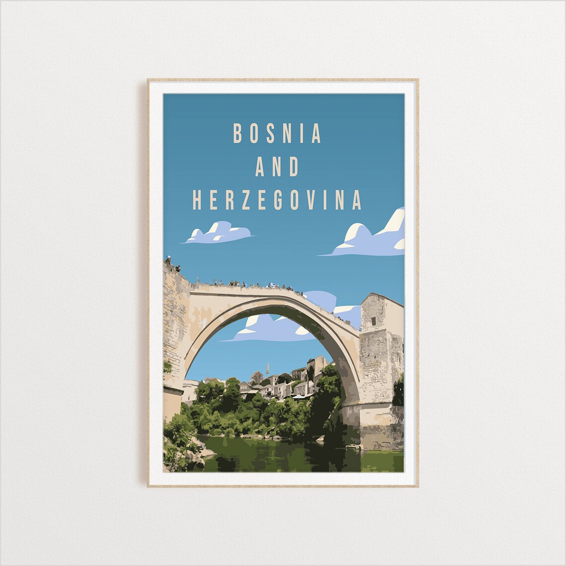 Bosnia And Herzegovina Mostar Old Bridge Vintage Travel Poster - Image 2