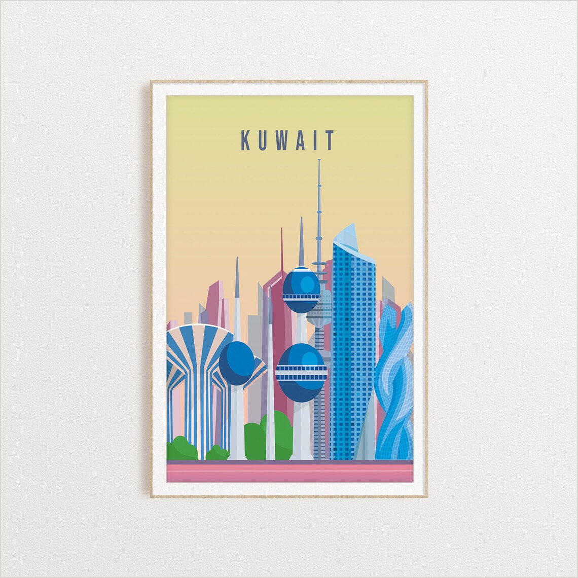 Kuwait Travel Poster, Country City Wall Art