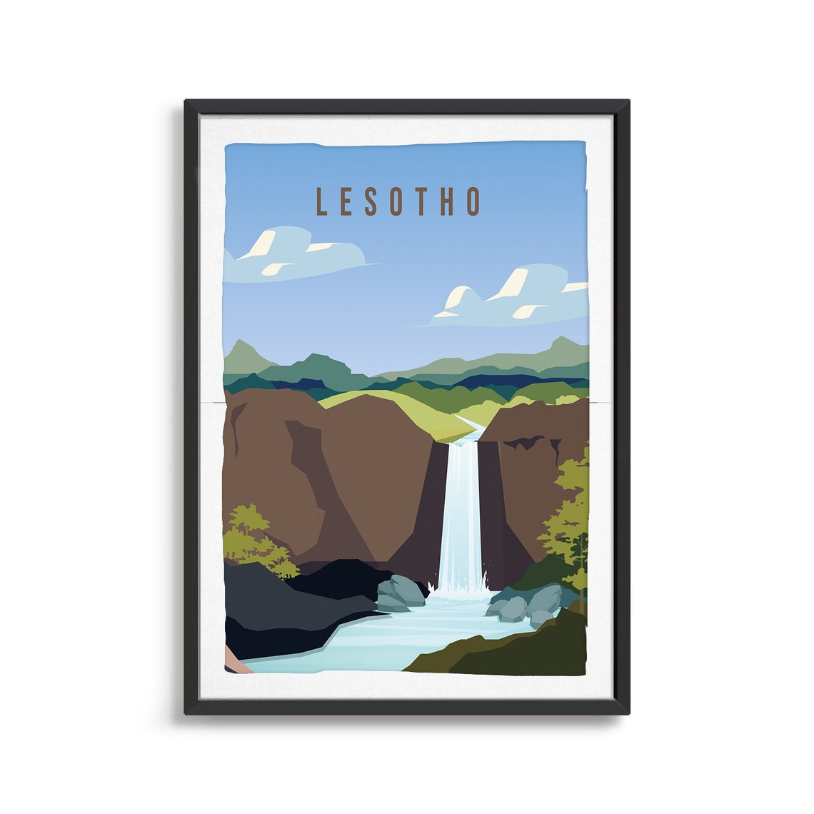 Lesotho Country Poster Art City Wall Art Country Art Country Poster Country Print Country Art Lesotho Travel Illustration