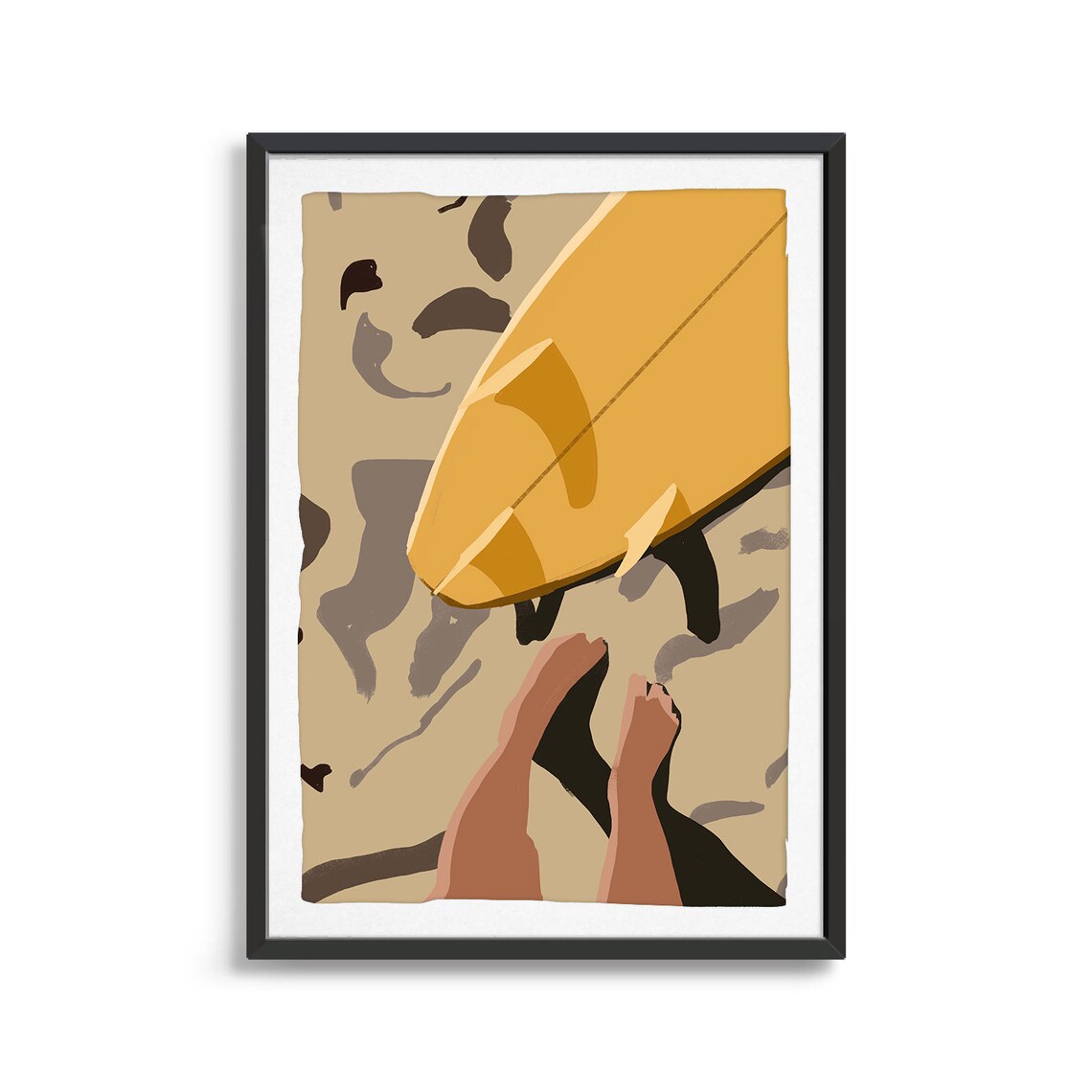 Feet In The Sand Surfboard Illustration, Ocean Art Print - Image 2