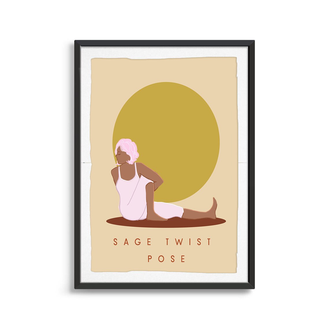Sage Twist Yoga Pose Minimalist Boho Wellness Studio Art Poster