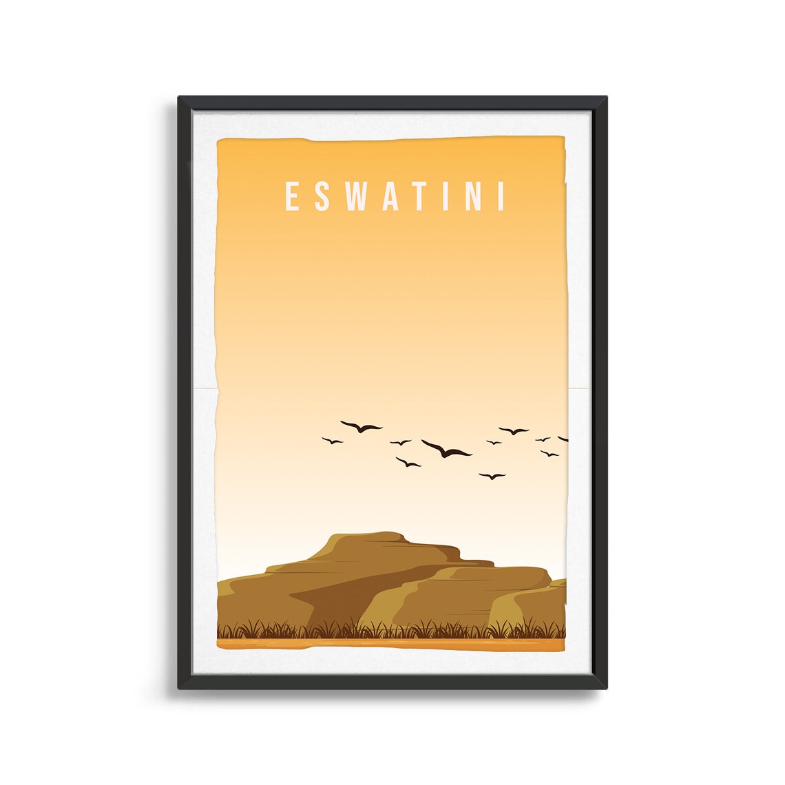 Eswatini Golden Savanna Sunrise Birds Minimalist Travel Poster - Image 2