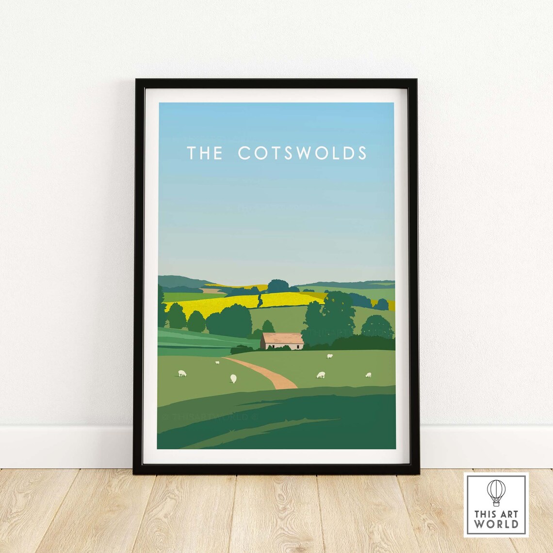 Cotswolds England Travel Poster, Home Decor Art Print