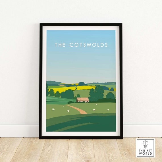 Cotswolds England Travel Poster, Home Decor Art Print
