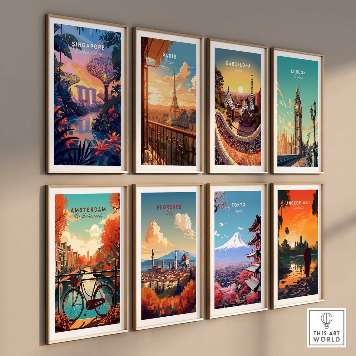 Singapore Gardens by the Bay Supertrees Marina Bay Sunset Poster - Image 2
