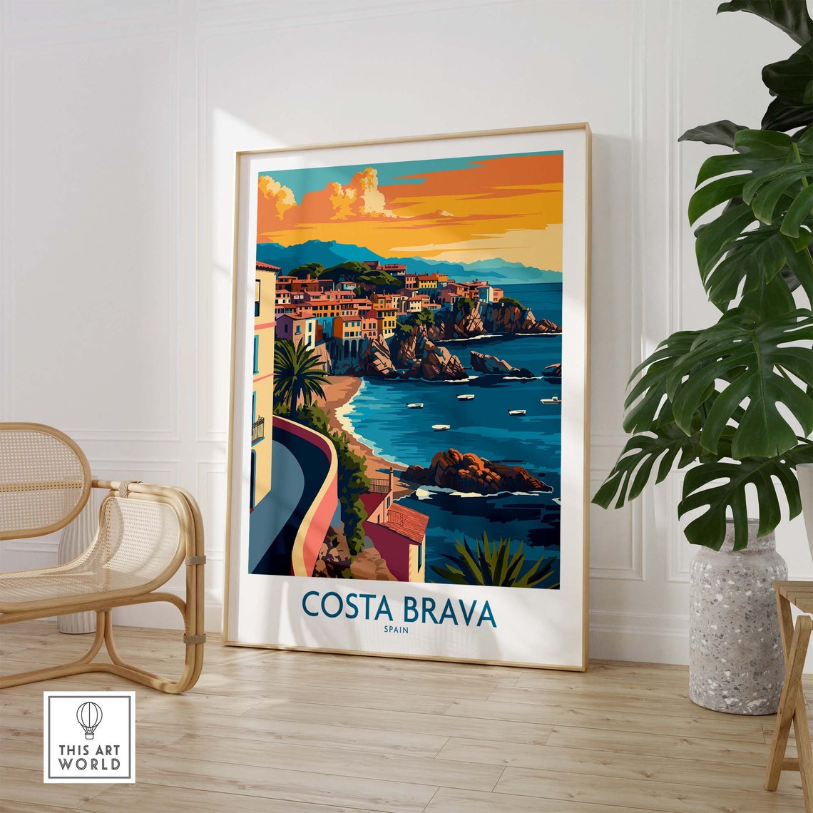 Costa Brava Spain Sunset Coastal Town Illustration Travel Poster - Image 3