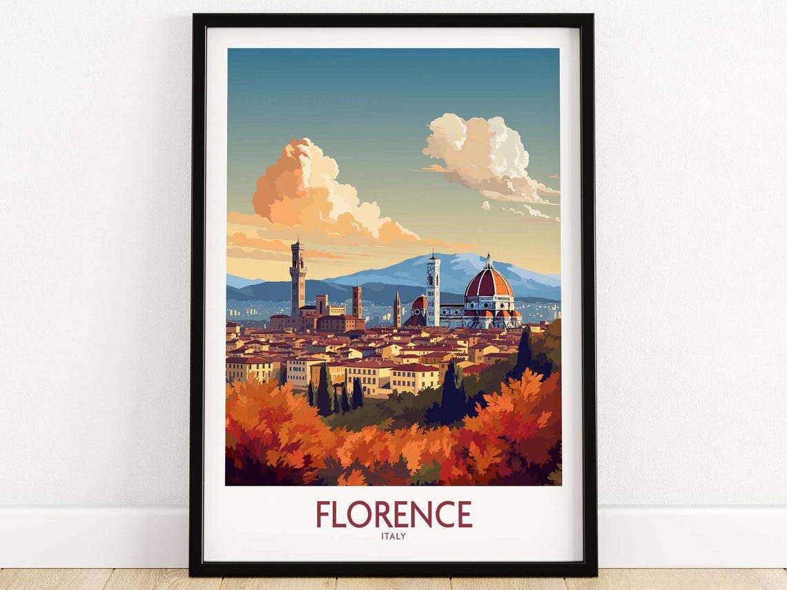 Florence Italy Wall Art Travel Print Home Dcor Poster Gift Illustration Artwork