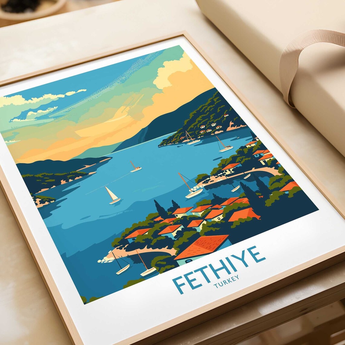 Fethiye Turkey Turquoise Bay Aerial Sailboat Harbor View Poster