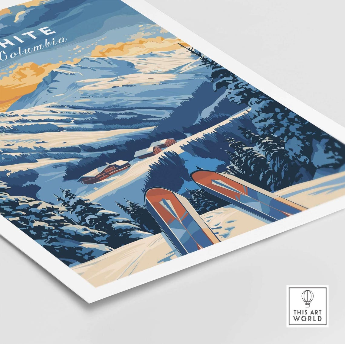 Big White Ski Lodge Art Print, Winter Sports - Image 5