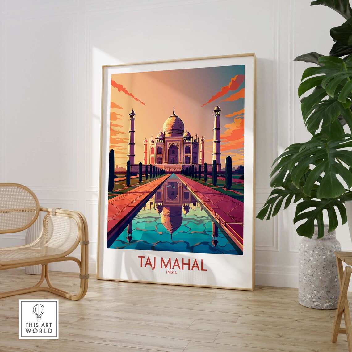Taj Mahal Travel Poster, Home Decor Illustration - Image 3