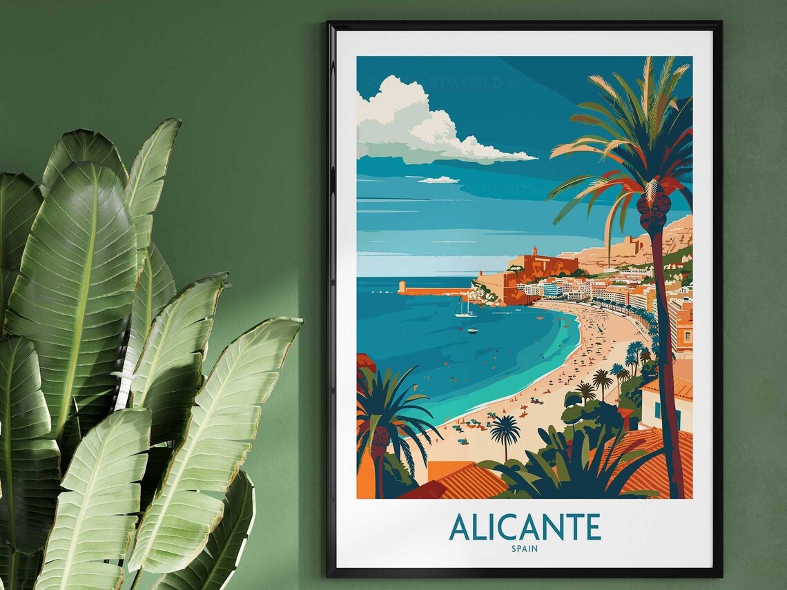 Alicante Spain Travel Poster, Home Decor Artwork