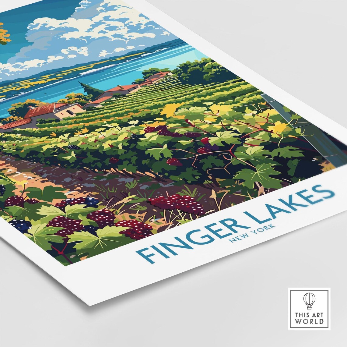 Finger Lakes New York Vineyard Grapes Close-Up Travel Poster - Image 4