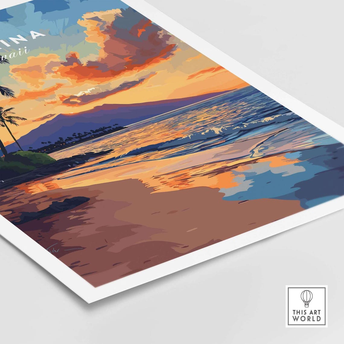 Lahaina Travel Poster, Tropical Beach Sunset Artwork - Image 5