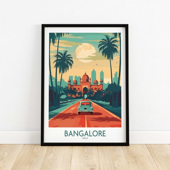 Bangalore India Art Print Wall Travel Poster Home Decor Artwork Gift Illustration Lover