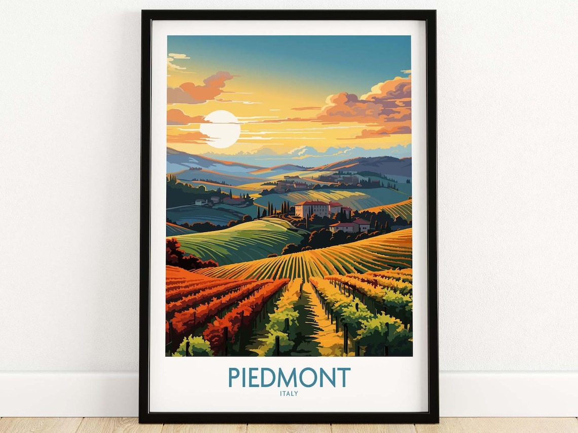 Piedmont Italy Travel Poster, Wall Art Print