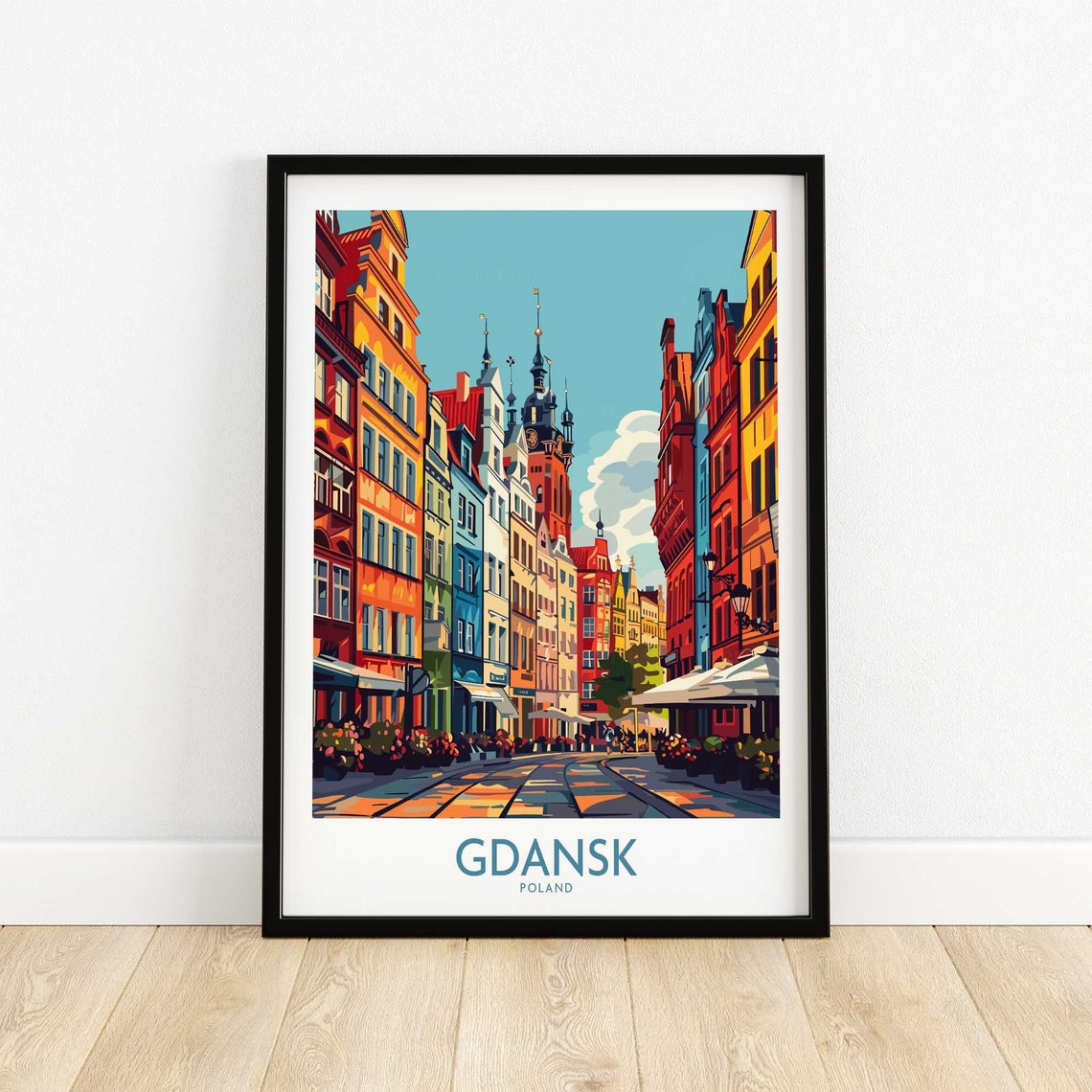 Gdansk Travel Poster Poland Wall Art Print Home Decor Artwork Gift Illustration Lover
