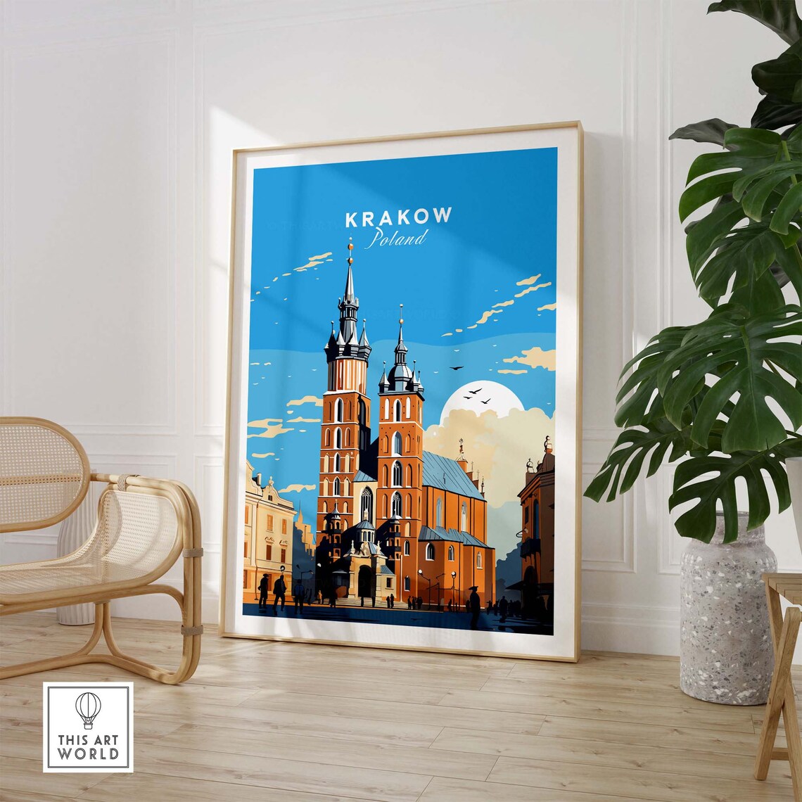 Krakow Poland Saint Marys Basilica Towers Old Town Square Poster - Image 2