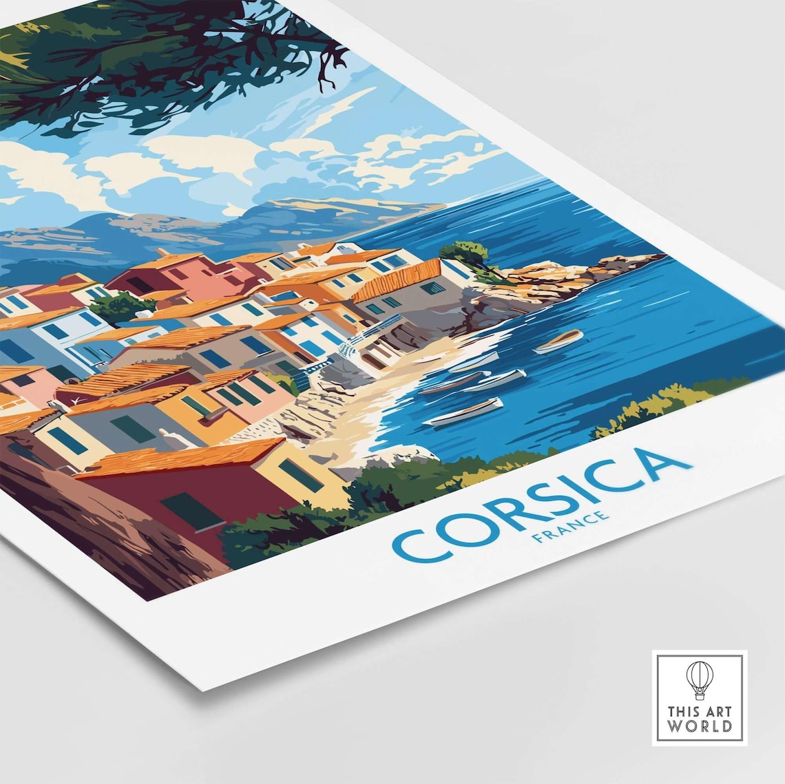 Corsica France Coastal Fishing Village Harbor Boats Travel Poster - Image 4