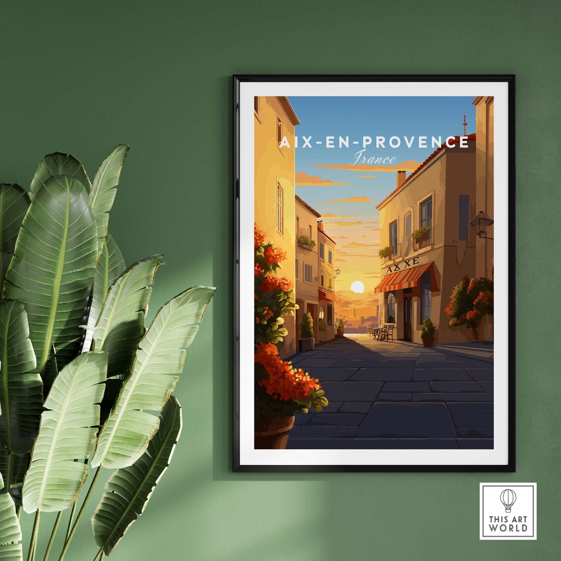 Aix en Provence France Old Town Sunset Street Scene Travel Poster - Image 2